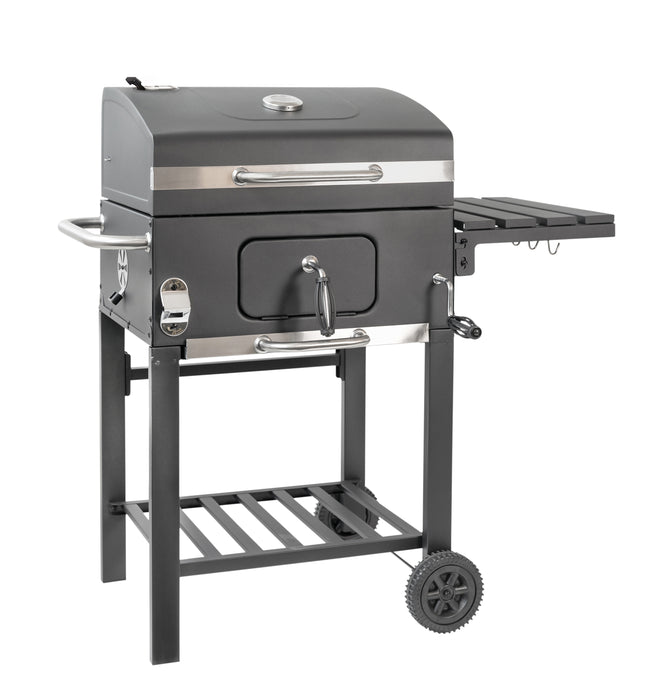 Atom Grills Nashville Charcoal BBQ Grill with Lid, Warming Rack & Wheels – Black