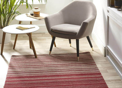 Fine Stripes Red Wool Rug