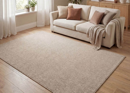 Flex Beige Low Pile Solid Rug