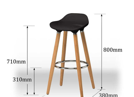 Stockholm Black Bar Stool with Wooden Legs