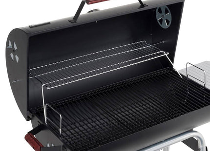 Atom Grills Toros 66 Charcoal BBQ Grill with Lid, Side Shelf & Wheels – Black