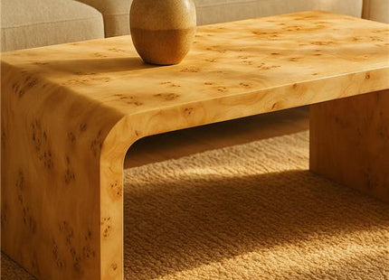Mota Natural Burl Wood Curved Coffee Table