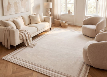Carmel Cream-Beige Bordered Rug | 6060