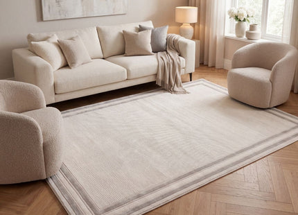 Carmel Cream-Grey Bordered Rug | 6060