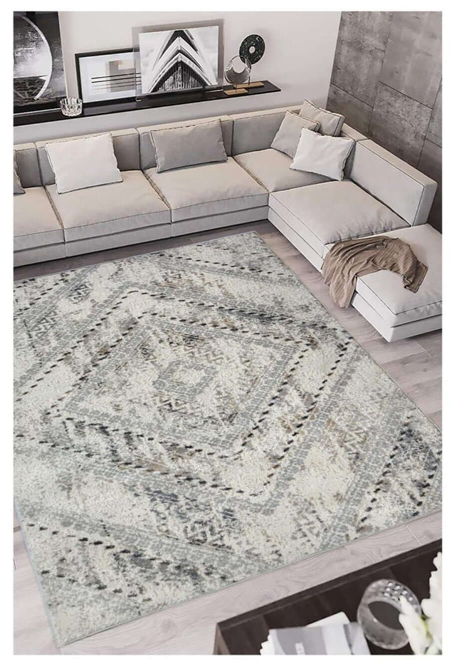 Abstract Vintage Cream & Grey Rug