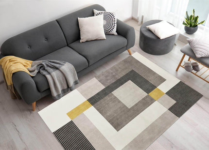 Tokyo Geo Blocks Ochre/Grey Rug