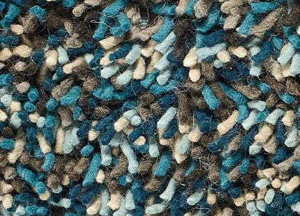 Rocks Blue Shaggy Pile Wool Rug