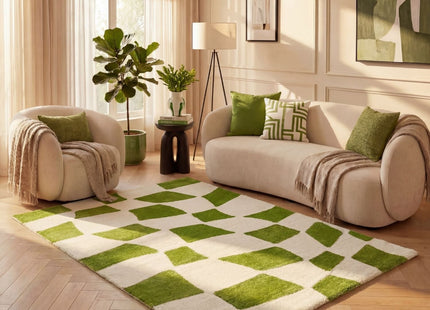 Joli Checkered Green & White Rug