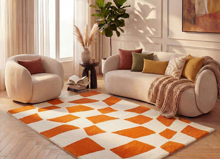 Joli Checkered Orange & White Rug