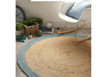 Bordered Duck Egg Blue Jute Rug