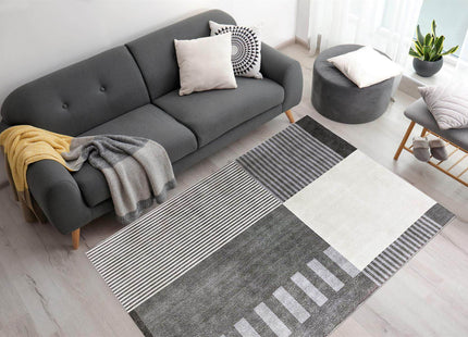 Tokyo Geo Blocks Grey Rug