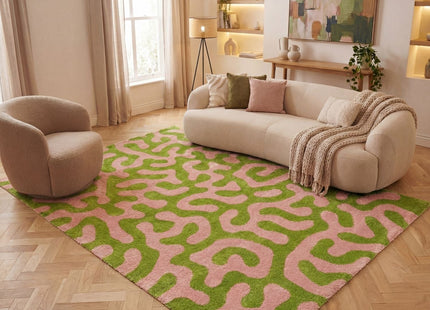 Joli Doodle Green & Pink Rug