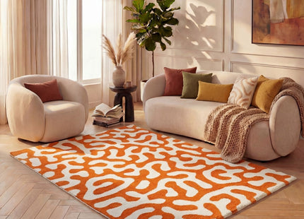 Joli Doodle Orange & White Rug