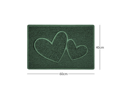 "Double Heart" Embossed Loofah Textured Spaghetti Doormat