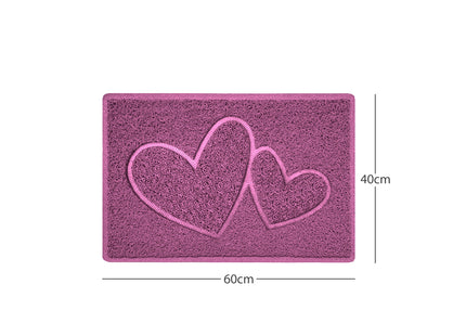 "Double Heart" Embossed Loofah Textured Spaghetti Doormat