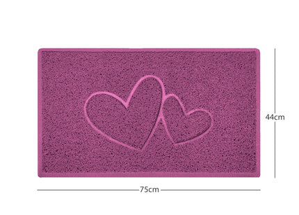 "Double Heart" Embossed Loofah Textured Spaghetti Doormat