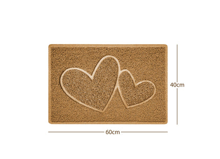 "Double Heart" Embossed Loofah Textured Spaghetti Doormat