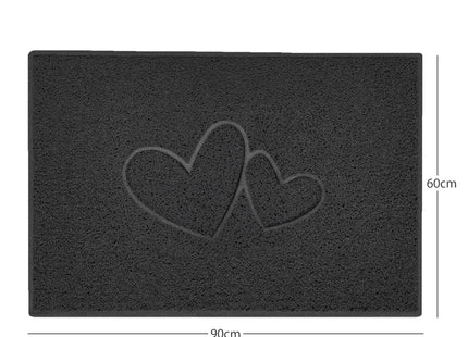 "Double Heart" Embossed Loofah Textured Spaghetti Doormat