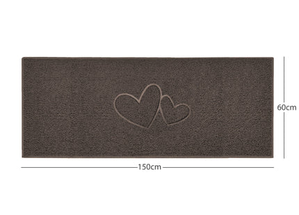 "Double Heart" Embossed Loofah Textured Spaghetti Doormat