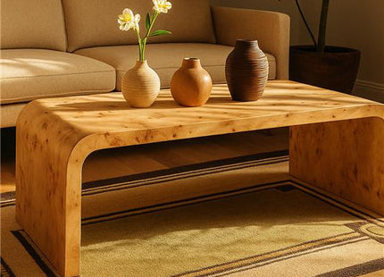 Mota Natural Burl Wood Curved Coffee Table