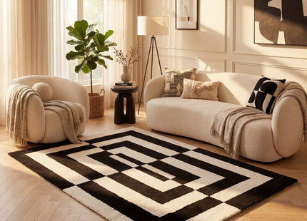 Joli Geometric Black & White Rug