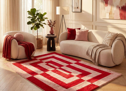 Joli Geometric Red & Pink Rug