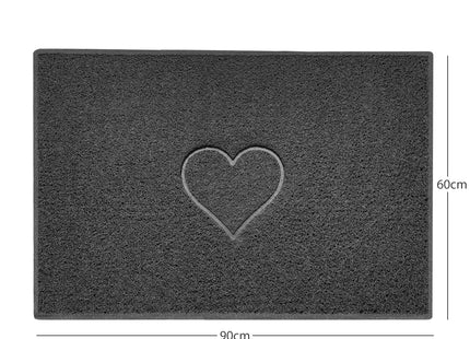 "Heart" Embossed Loofah Textured Spaghetti Door Mat