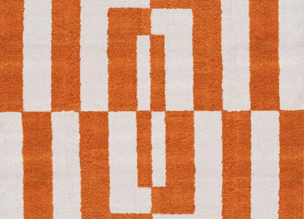 Joli Geometric Orange & White Rug