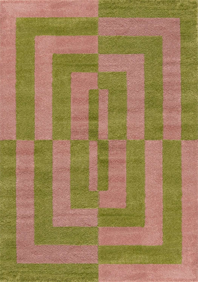 Joli Geometric Green & Pink Rug