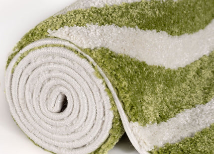 Joli Striped Green & White Rug