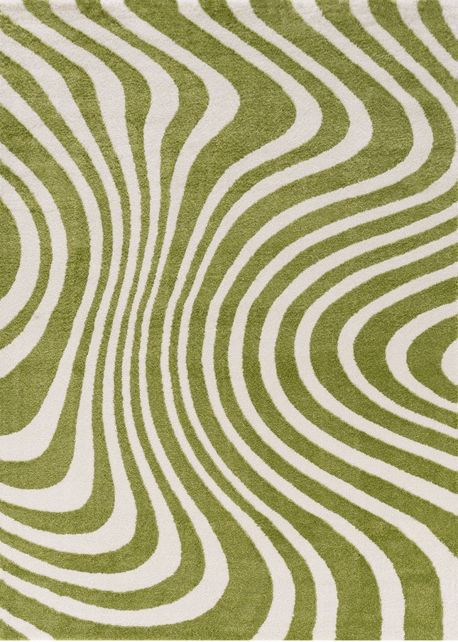 Joli Striped Green & White Rug