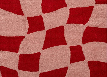 Joli Checkered Red & Pink Rug