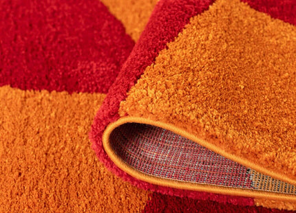 Joli Checkered Red & Orange Rug