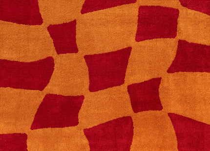 Joli Checkered Red & Orange Rug