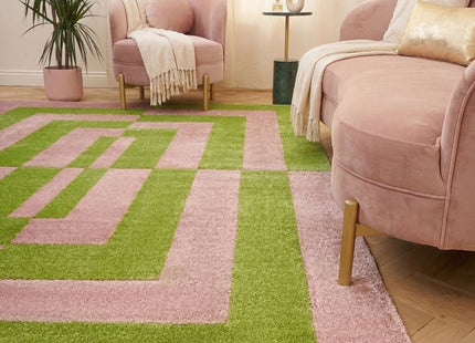Joli Geometric Green & Pink Rug