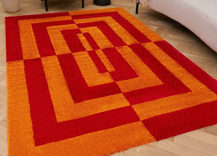 Joli Geometric Red & Orange Rug