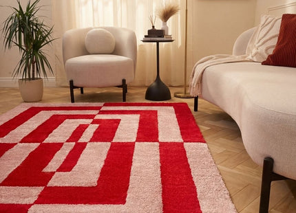 Joli Geometric Red & Pink Rug