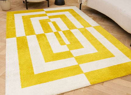 Joli Geometric Yellow & White Rug