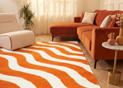 Joli Wave Orange & White Rug