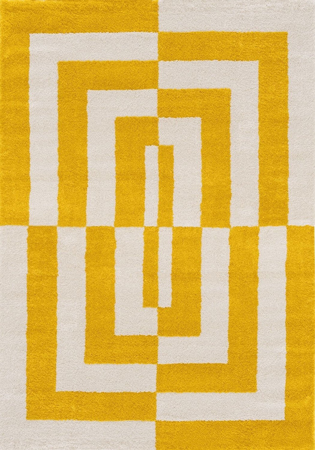 Joli Geometric Yellow & White Rug