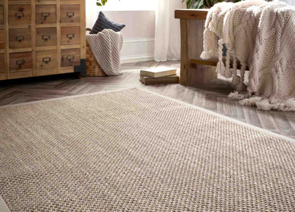 Bordered Light Beige Non-Slip Sisal Rug
