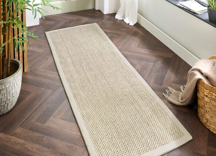 Bordered Light Beige Non-Slip Sisal Rug