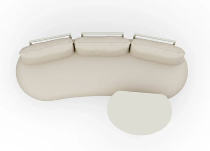 Kiki Beige 3-Seater Curved Garden Sofa and Coffee Table