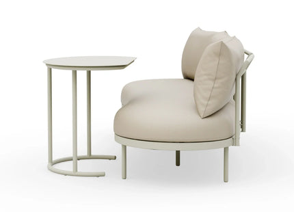 Kiki Beige 3-Seater Curved Garden Sofa and Coffee Table