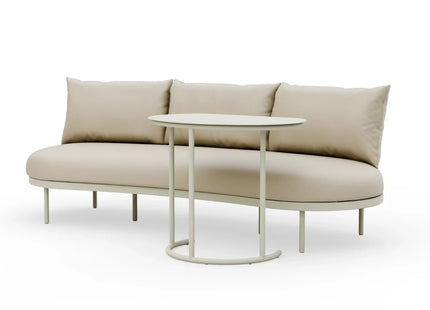 Kiki Beige 3-Seater Curved Garden Sofa and Coffee Table