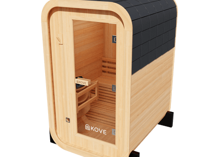 KOVE Compact Cube Sauna 1-2 Person Outdoor Sauna – Premium Spruce Wood, 4.5kW Harvia Heater, Modern Cube Design