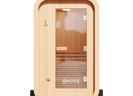KOVE Compact Cube Sauna 1-2 Person Outdoor Sauna – Premium Spruce Wood, 4.5kW Harvia Heater, Modern Cube Design