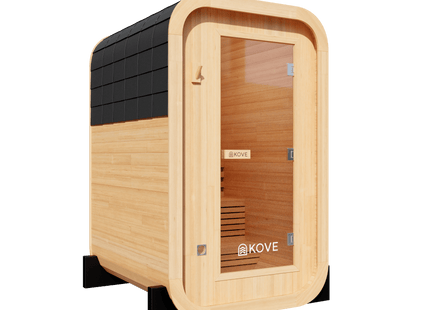 KOVE Compact Cube Sauna 1-2 Person Outdoor Sauna – Premium Spruce Wood, 4.5kW Harvia Heater, Modern Cube Design