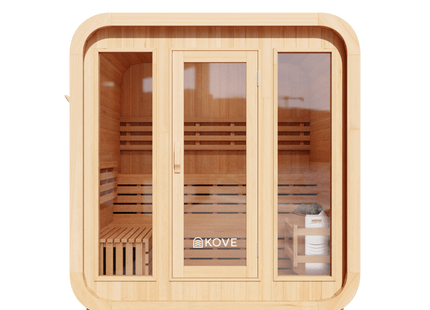 KOVE Cube Sauna 3–4 Person Outdoor Sauna – Premium Spruce Wood, 6kW Harvia Heater, Modern Cube Design