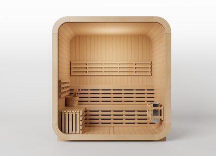 KOVE Cube Sauna 3–4 Person Outdoor Sauna – Premium Spruce Wood, 6kW Harvia Heater, Modern Cube Design